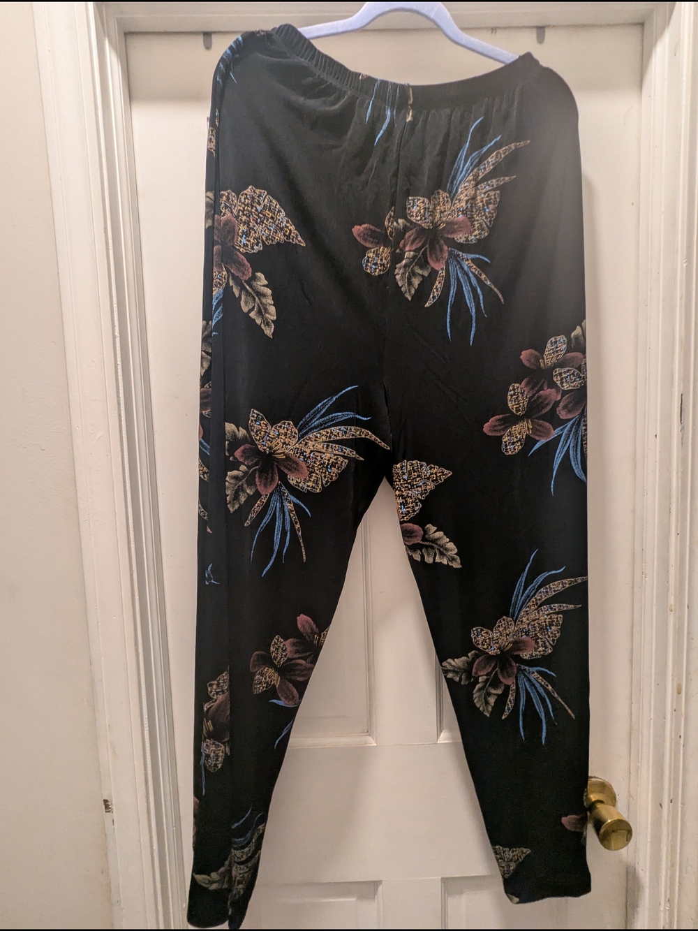 Citiknits Black Pants with Blue Floral Accents - Picture 3 of 3